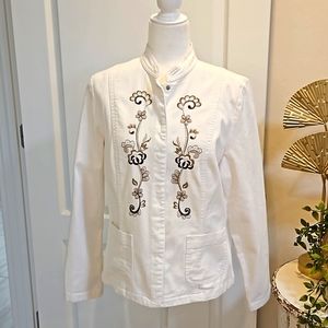 Dress Barn White Jean Jacket SZ L
